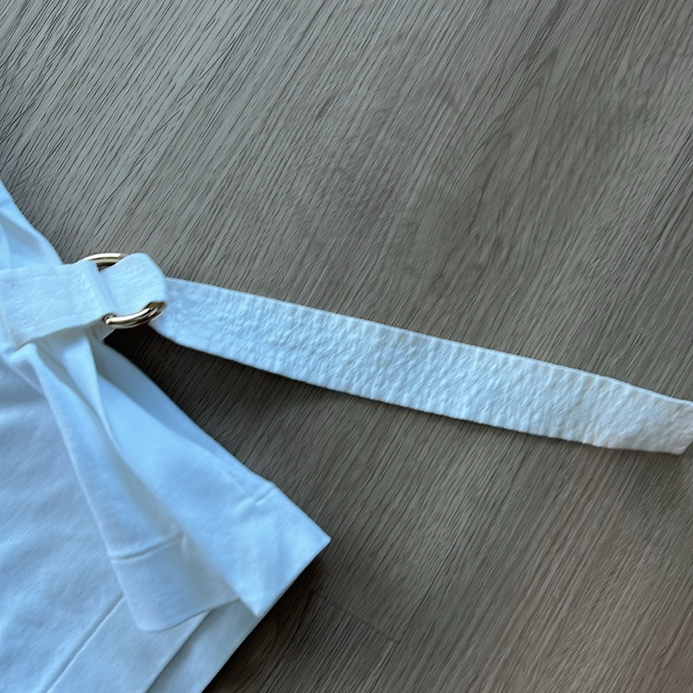 White Short Sleeve Top with Gold Accents - Picture 3 of 6